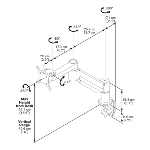 PFD 8541Monitor Desk Mount Floating 1 arm (1,8-6,6 kg) 7185414
