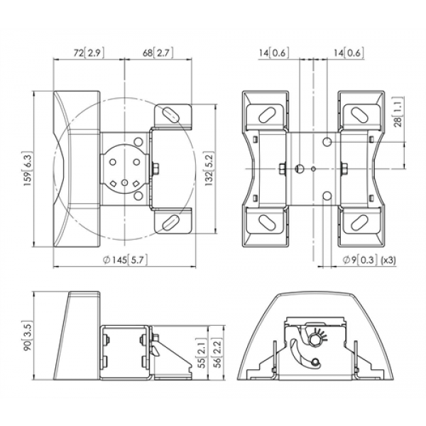 PUC 1035 Ceiling Plate tilt for Connect-it Basic Black 7210350
