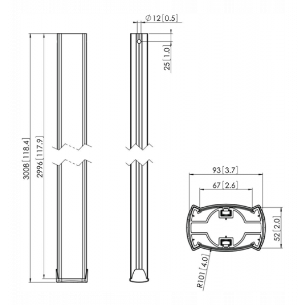 PUC 2530 Connect-it Large Pole 300cm Black 7225300