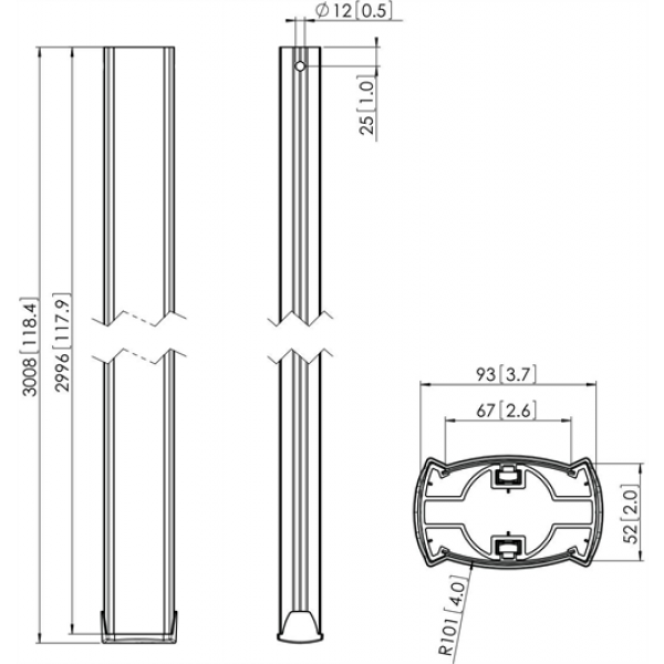 PUC 2530 Pole 300cm Silver 7225304