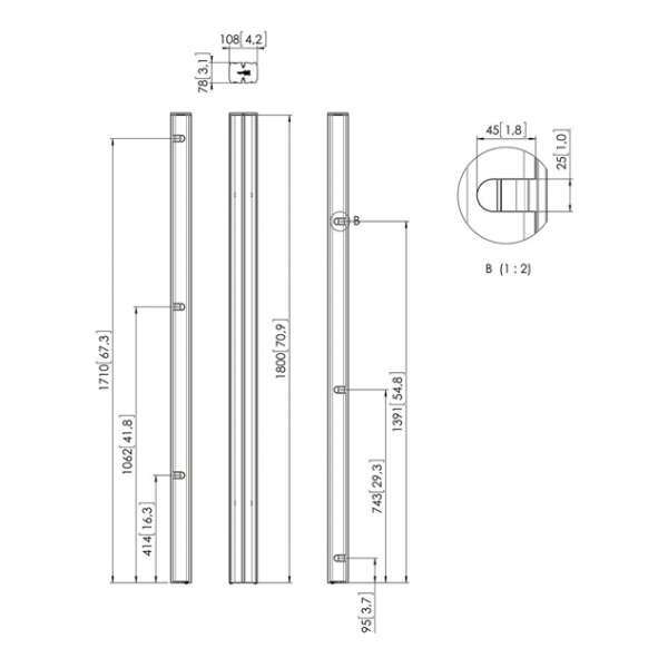 PUC 2718 Pole-XL 180cm for Trolley & Floor plate Silver 7227184