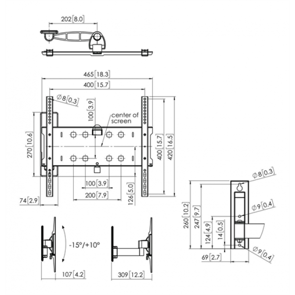 PFW 3030 Display Wall Mount Turn and Tilt 7330300