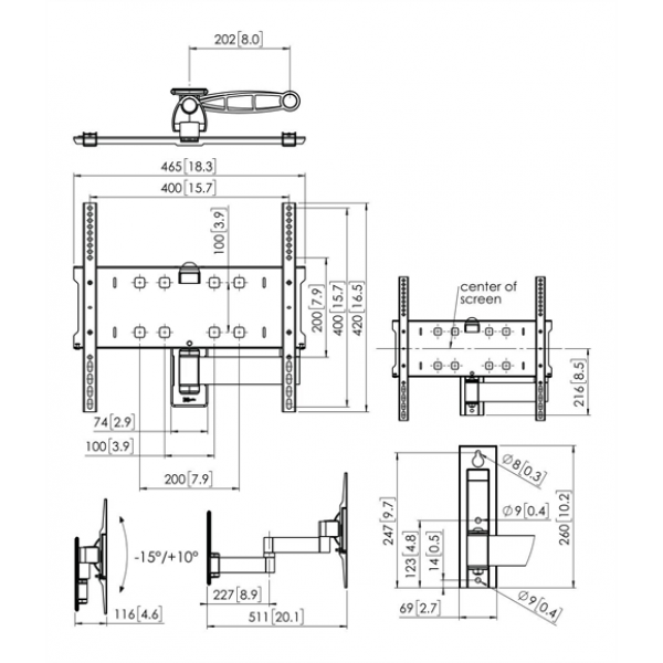 PFW 3040 Display Wall Mount Turn and Tilt 7330400