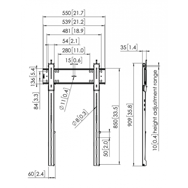 PFW 6815 Display Wall Mount Portrait Fixed 7368150