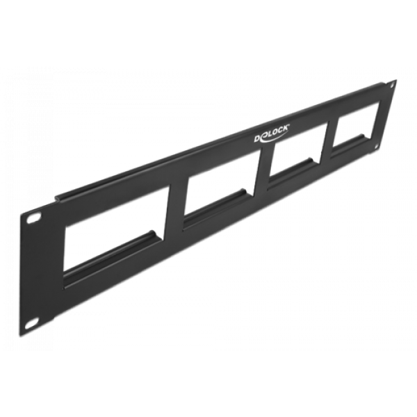 Delock Easy 45 19″ Patch Panel cut-out 4 x 90.5 x 45.2 mm, 2U, black 81378