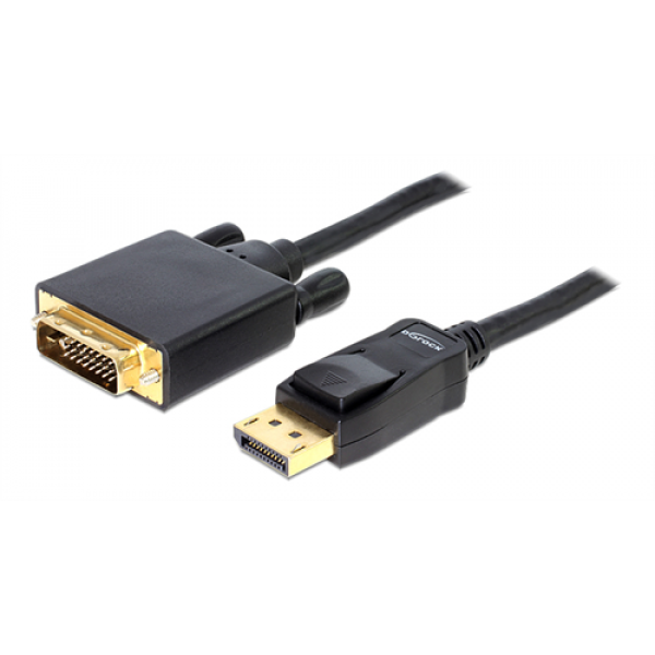 Delock Cable Displayport 1.3 male > DVI 24+3 male passive 3 m black 82592