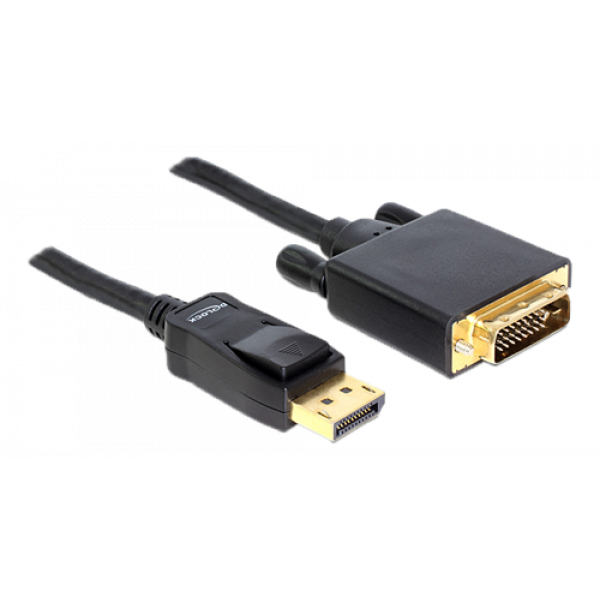 Delock Displayport 1.5 kabel hane till DVI 24+1 hane, passiv, svart 82593