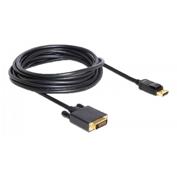 Delock Displayport 1.5 kabel hane till DVI 24+1 hane, passiv, svart 82593