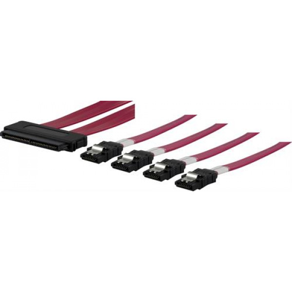 DeLOCK multilane SAS SFF8484 till 4xSATA 7-pin, 50cm, lås-clips 83044