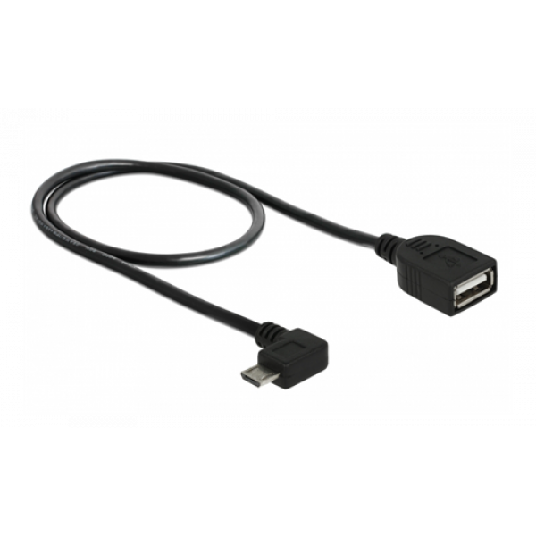 Delock Cable USB micro-B male > USB 2.0-A female OTG 50 cm angled 83271