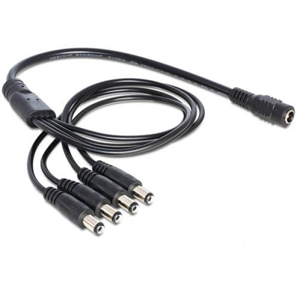DeLOCK strömsplitter, en 24V DC hona till fyra 24V DC hane,0,5m, svar 83287