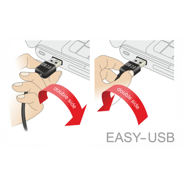 Delock Kabel EASY-USB 2.0 Typ-A hane vinklad Vä/Hö.,> USB 2.0 Typ-B 83374
