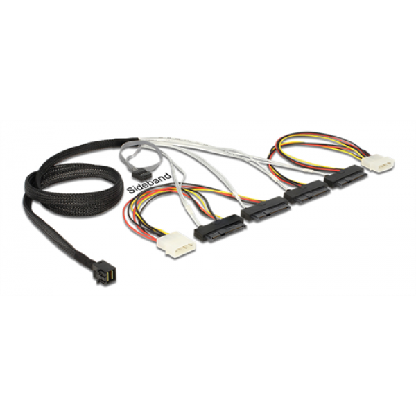 Kabel mini SAS HD SFF-8643>4XSAS SFF-8482+ström 1m 83391