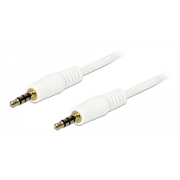 DeLOCK ljudkabel, 3,5mm 4-pin ha - ha, 24 AWG, 3meter, vit 83442