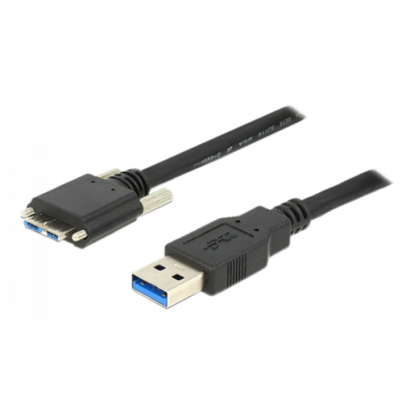 DeLOCK USB 3.0 kabel, Typ A hane Typ Micro B hane med skruvar, 3m, sv 83599