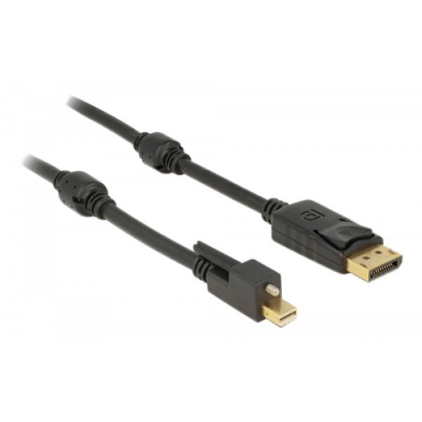 DeLOCK miniDP - DP kabel, 1m, Ultra HD, skruv, 1m, svart 83721