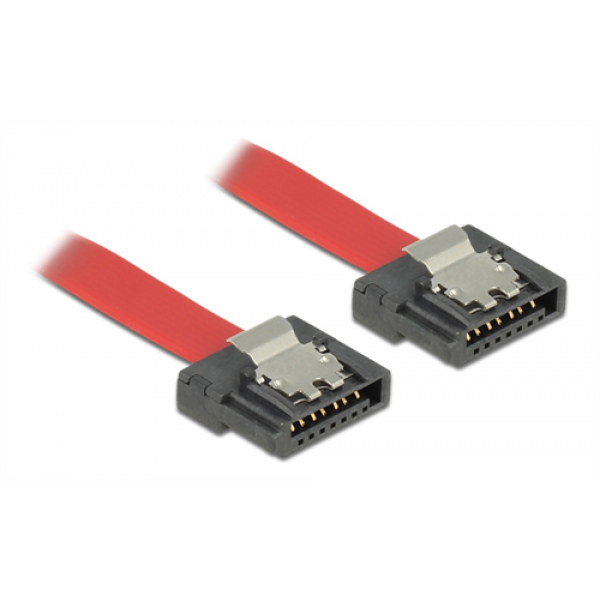 DeLOCK SATA FLEXI kabel, 6Gbps, lås clips, 10cm, röd 83832