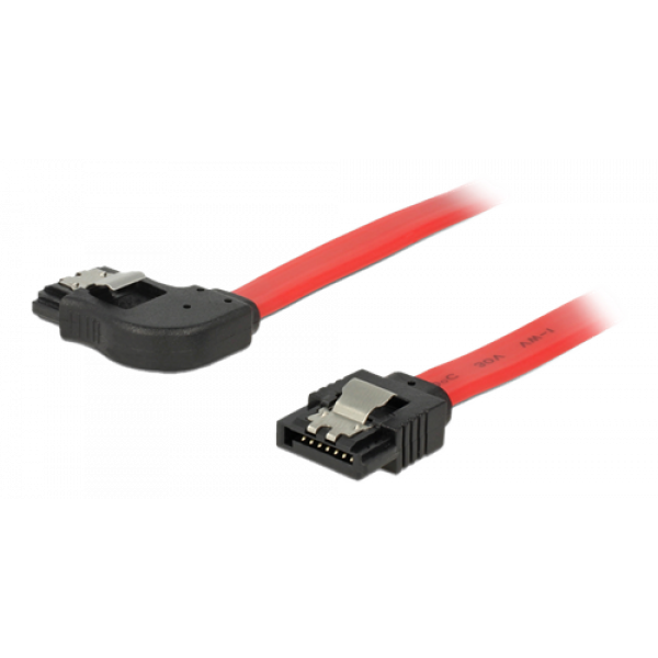 DeLOCK SATA-kabel, 0,2m, 6Gb/s, låsclip, vinklad höger - rak, 26 AWG 83967
