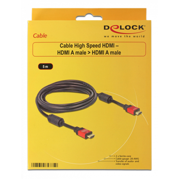 Delock Cable High Speed HDMI – HDMI A male > HDMI A male 5 m 84335