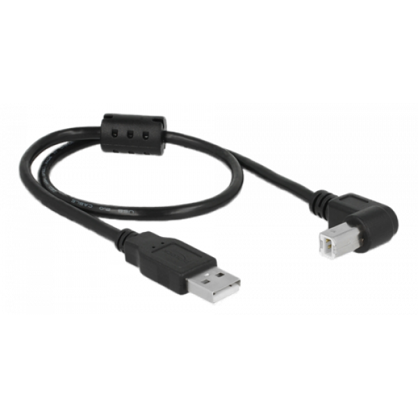 Delock Cable USB 2.0 Type-A male > USB 2.0 Type-B male angled 0.5 m bl 84809