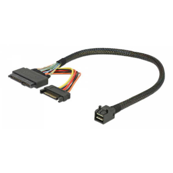 Cable SFF-8643 male > U.2 SFF-8639 + SATA power connector 30 cm