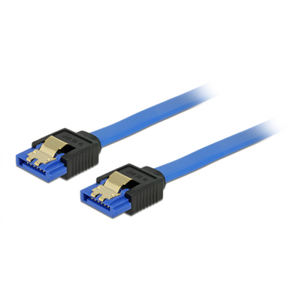 DeLOCK SATA-kabel, raka kontakter, SATA 6Gb/s. 0,2m, blå 84977