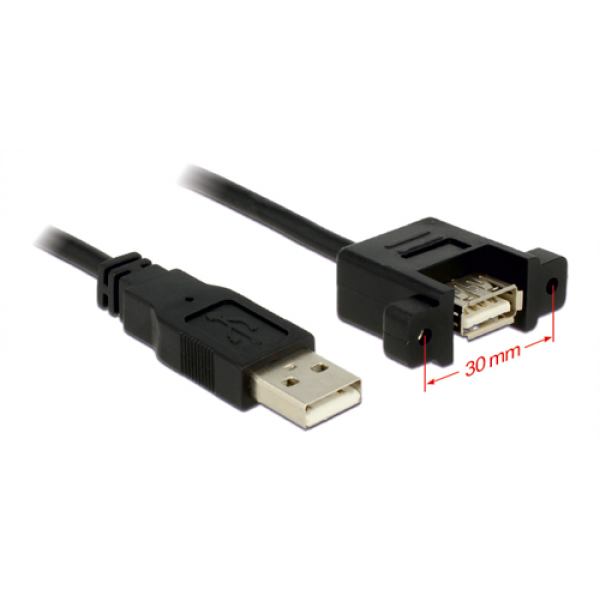 DeLOCK USB 2.0 kabel för panelmontage, ha - ho, 1m, svart 85106