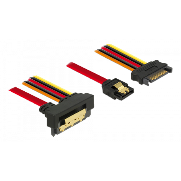 Delock SATA-kabel 6 Gb/s 7 stifts hona + 15 stifts SATA strömkontakt 85229
