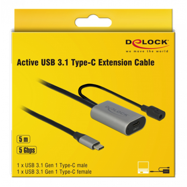 Delock Active USB 3.1 Gen 1 extension cable USB Type-C™ 5 m 85392