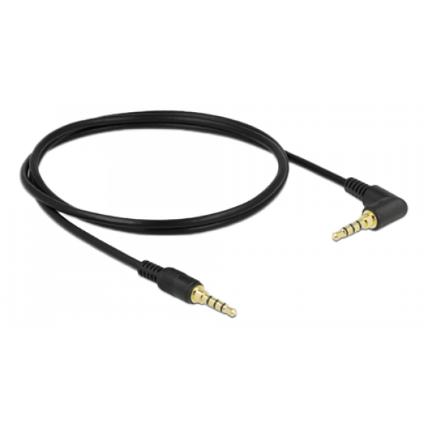 Delock Stereo Jack Cable 3.5 mm 4 pin male > male angled 1 m black 85610