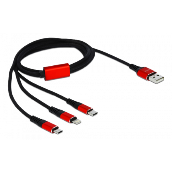 Delock USB Charging Cable 3 in 1 for Lightning™ / Micro USB / USB Type 85892