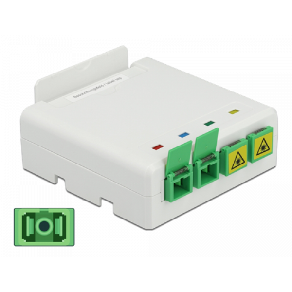 Delock Optical Fiber Connection Box for DIN Rail 4 x SC Simplex or LC 85921