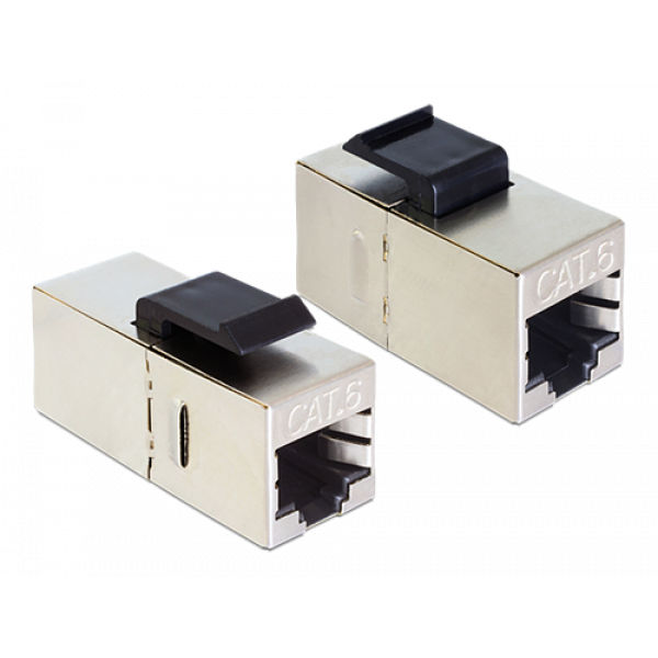 DeLOCK Keystonemodul, RJ45 hona - RJ45 hona, Cat6, skärmad, silver 86210