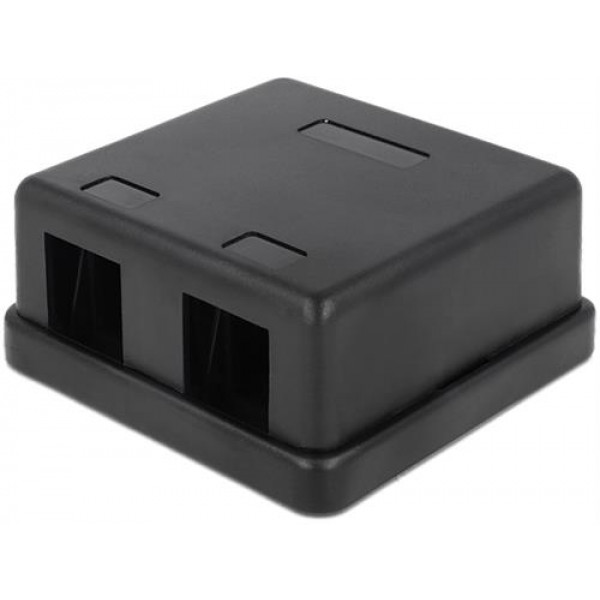 DeLOCK Keystone låda, 2 portar, plast, svart 86257