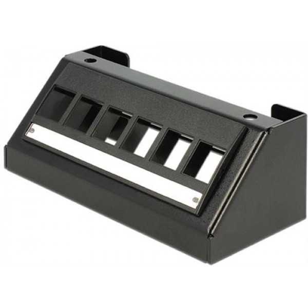 DeLOCK Keystone panel, 6-portar, 45° vinkel på portarna, metall, sva 86268