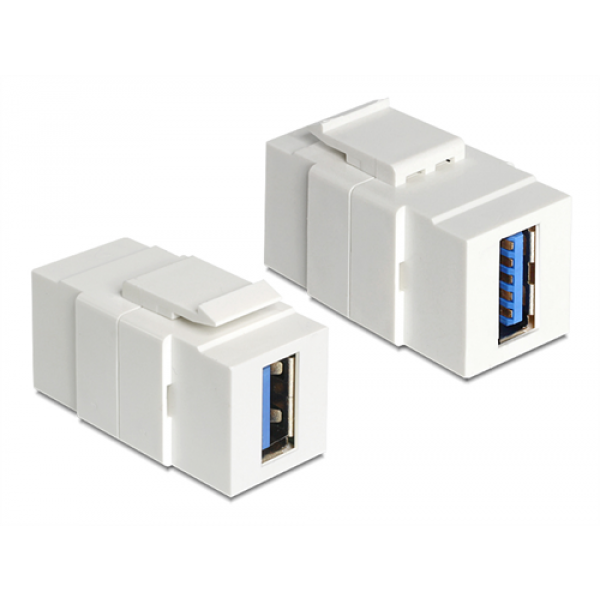 DeLOCK Keystonemodul, USB 3.0 A ho - ho, 19,2x14,9mm, vit 86319