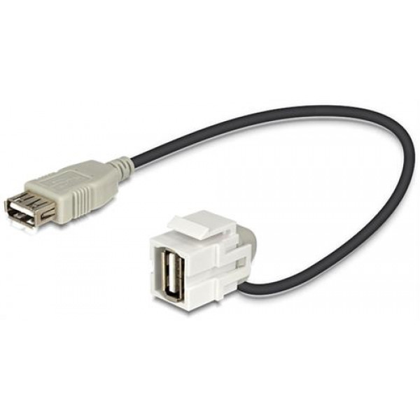DeLOCK Keystone modul, USB 2.0 Typ A ho-USB Typ A ha, 0,2m kabel, grå 86327