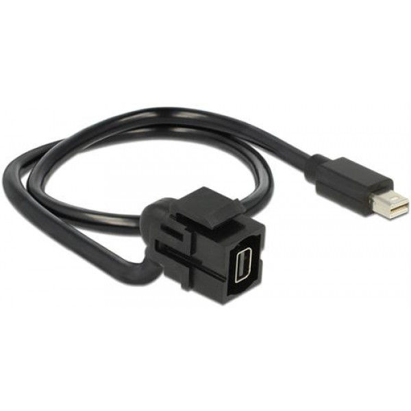 DeLOCK Keystone modul, Mini DP ho - Mini DP ha, 0,5m kabel, svart 86374
