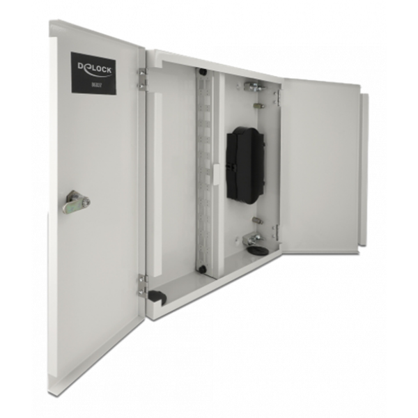 Delock Fiber optic wall distribution box with double door grey 86837