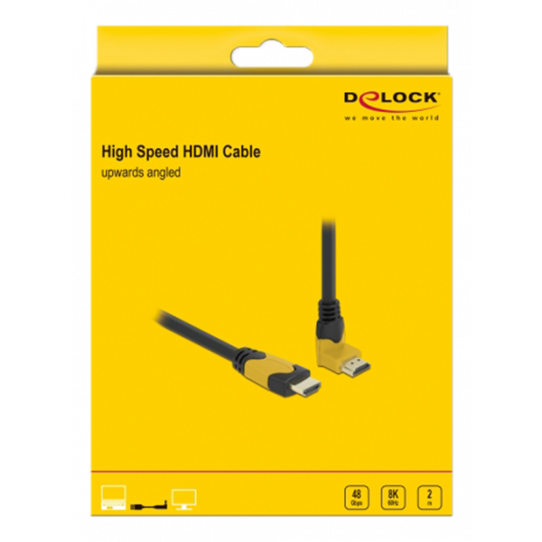 Delock High Speed HDMI cable male-male 90° up 48 Gbps 8K 60 Hz 2 m 86989