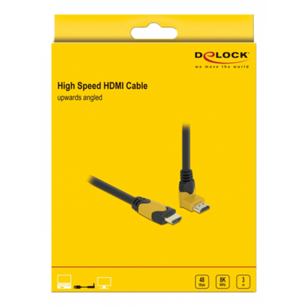 Delock High Speed HDMI cable male-male 90° up 48 Gbps 8K 60 Hz 3 m 86990