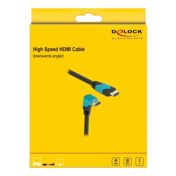 Delock High Speed HDMI cable male-male 90° down 48 Gbps 8K 60 Hz 2 m 86992