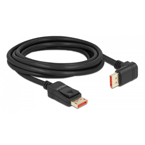 Delock DisplayPort cable male straight to male 90° downwards 8K 60Hz 3 87052