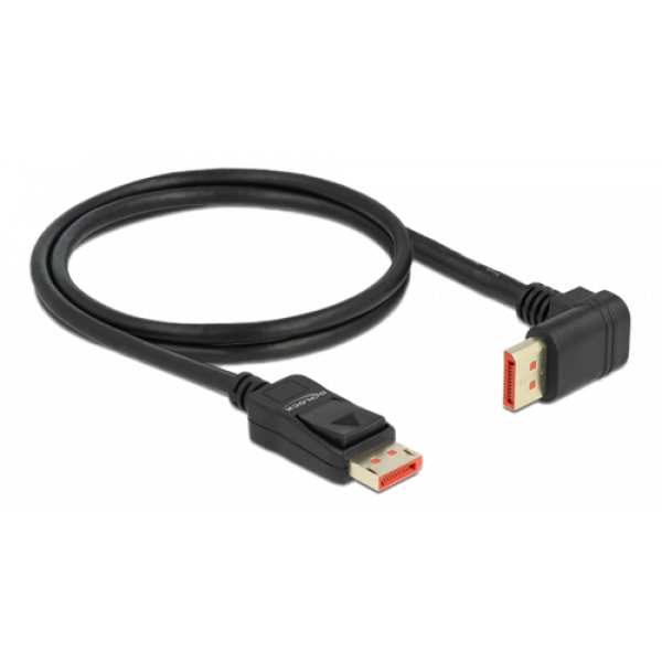 Delock DisplayPort cable male straight to male 90° upwards 8K 60Hz 1m 87054