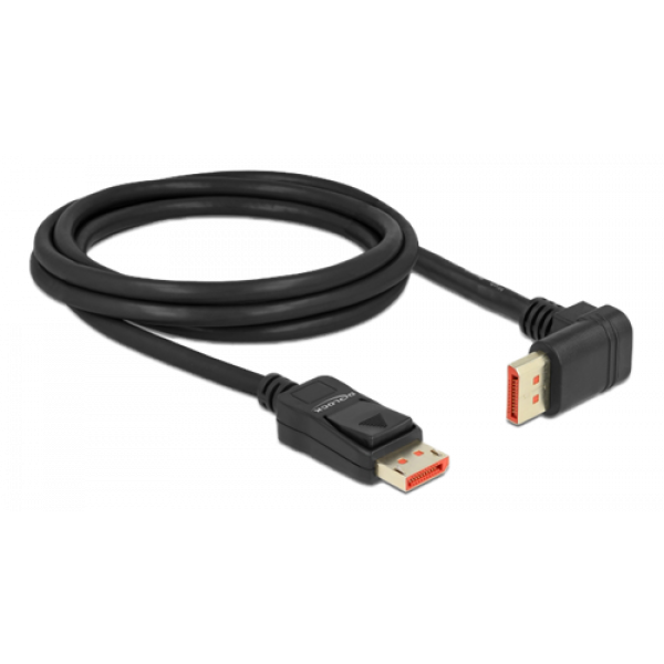 Delock DisplayPort cable male straight to male 90° upwards 8K 60Hz 2m 87055