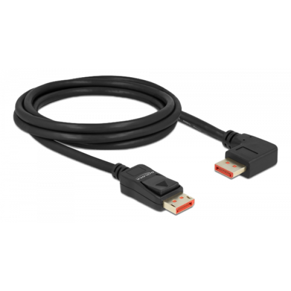 Delock DisplayPort cable male straight to male 90° right 8K 60Hz 2m 87063