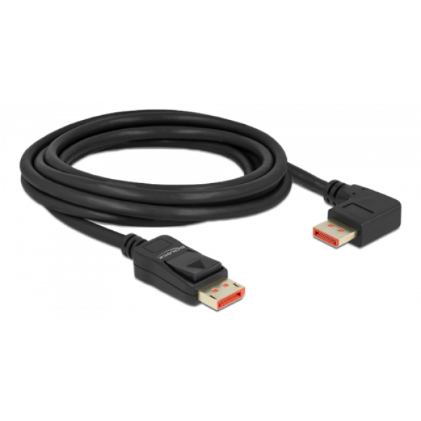 Delock DisplayPort cable male straight to male 90° right 8K 60Hz 3m 87067