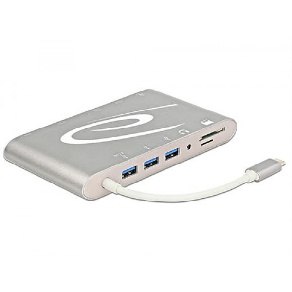 DeLock 87298 USB Type-C 3.1 dockningsstation 4K, silvergrå