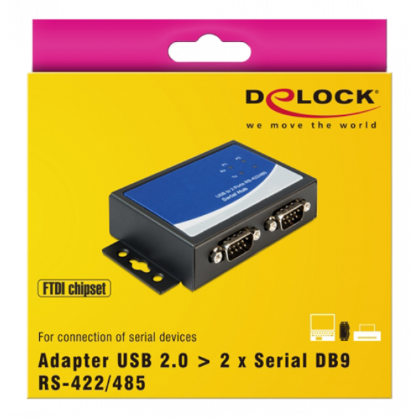 Delock USB 2.0 Adapter to 2 x Serial RS-422/485 87586