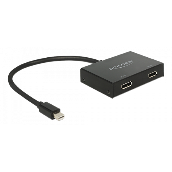 DeLOCK miniDP till 2xDP splitter, DP 1.2, DP++, svart 87695